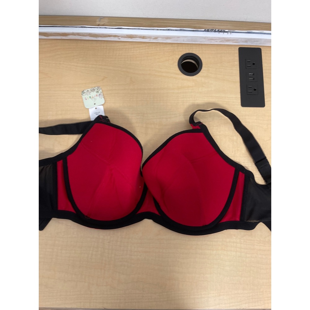 Parfait Charlotte Padded Balconette Bra Red Black Underwire 32JJ NWT